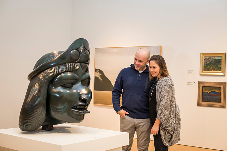 Couple looking at a sculpture at the Audain Art Museum