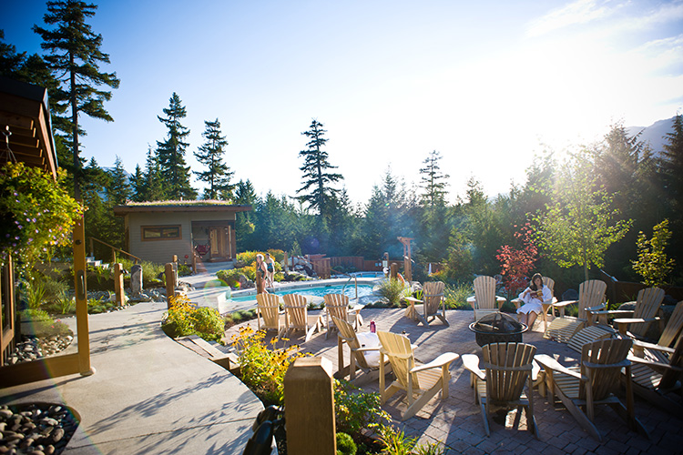 Woman reading a book at the Scandinave Spa