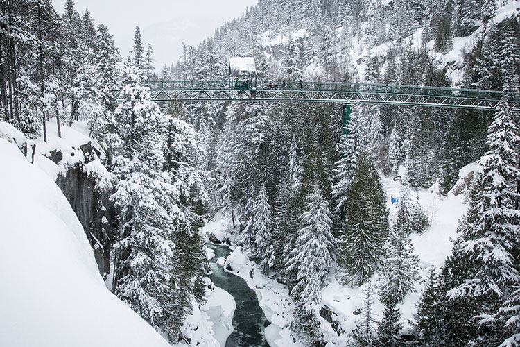 The Whistler Bungee bridge over the Cheakamus River.