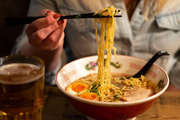 A bowl of ramen noodles at Ohyama Ramen.