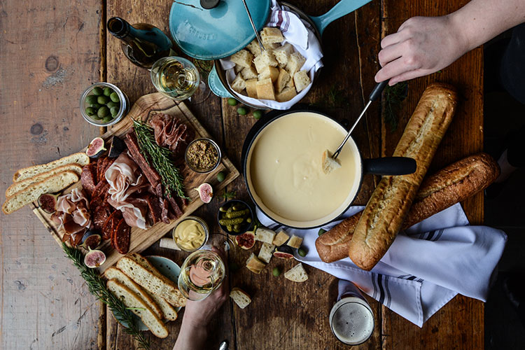 Aerial shot of The Chalet's fondue in Whistler.