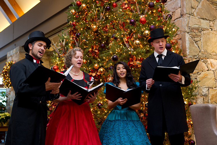 Singers carolling in Whistler at Christmas 