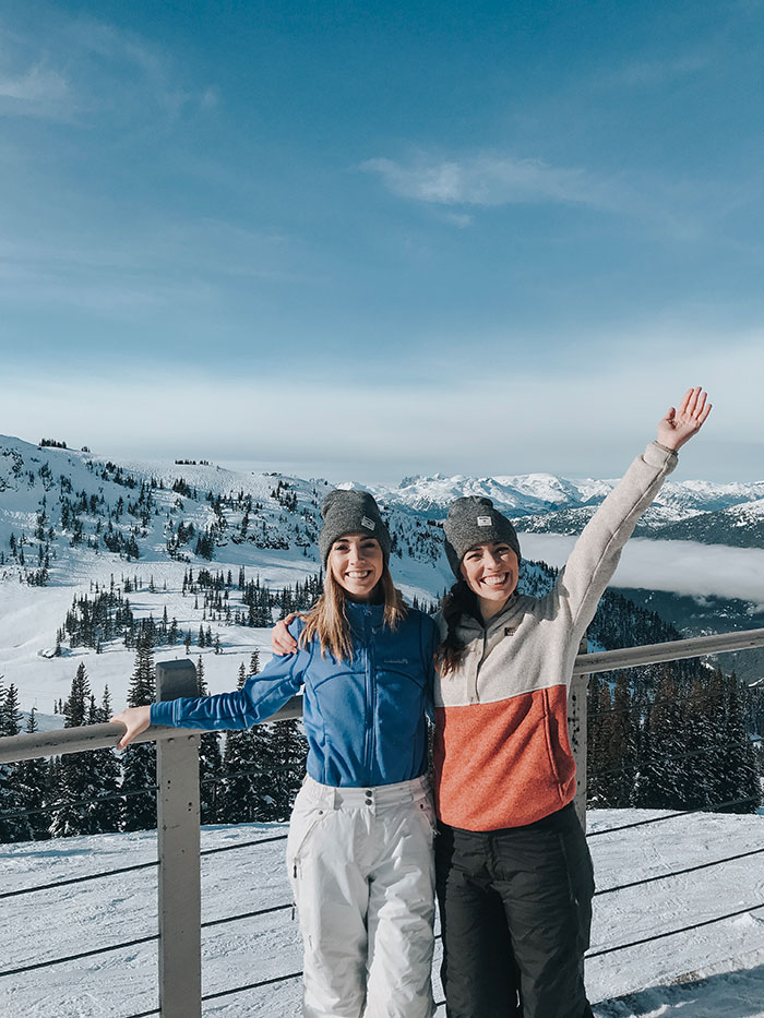 Allie and Sam pose for a picture on Whistler Mountain