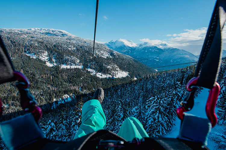 The view of the valley from a Superfily zipline in Whistler.