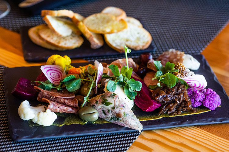 A charcuterie board at Christine's on Whistler Blackcomb.