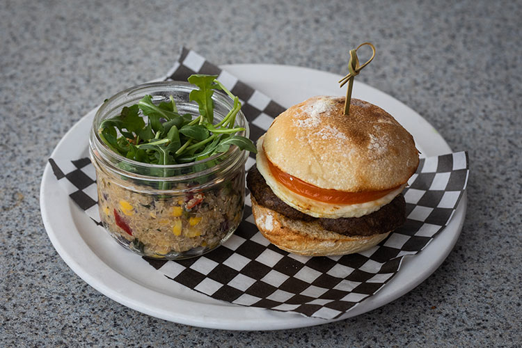 The vegan breakfast sandwich at Raven's Nest on Whistler Blackcomb.