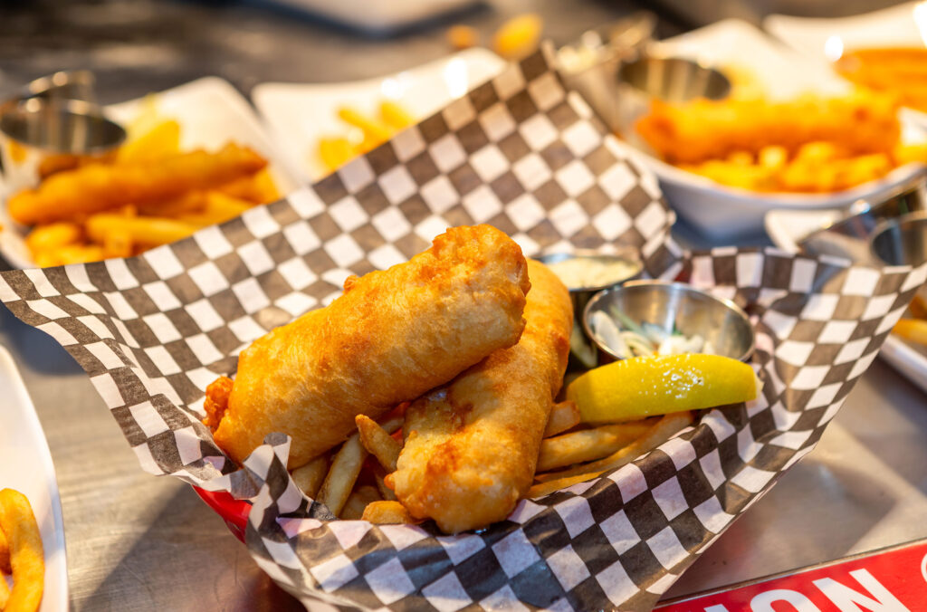 A portion of the fish and chips at Glacier Creek on Blackcomb Mountain.