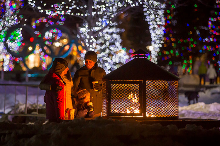 Family enjoying fire pit