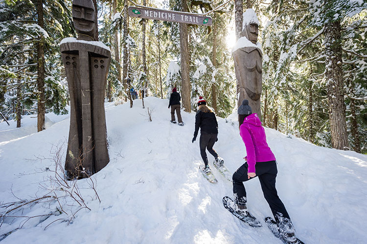 Snowshoeing to a fireside cookout