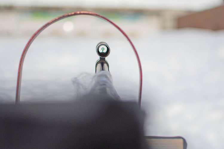 View down the rifle barrel during the biathlon experience at Whistler Olympic Park.