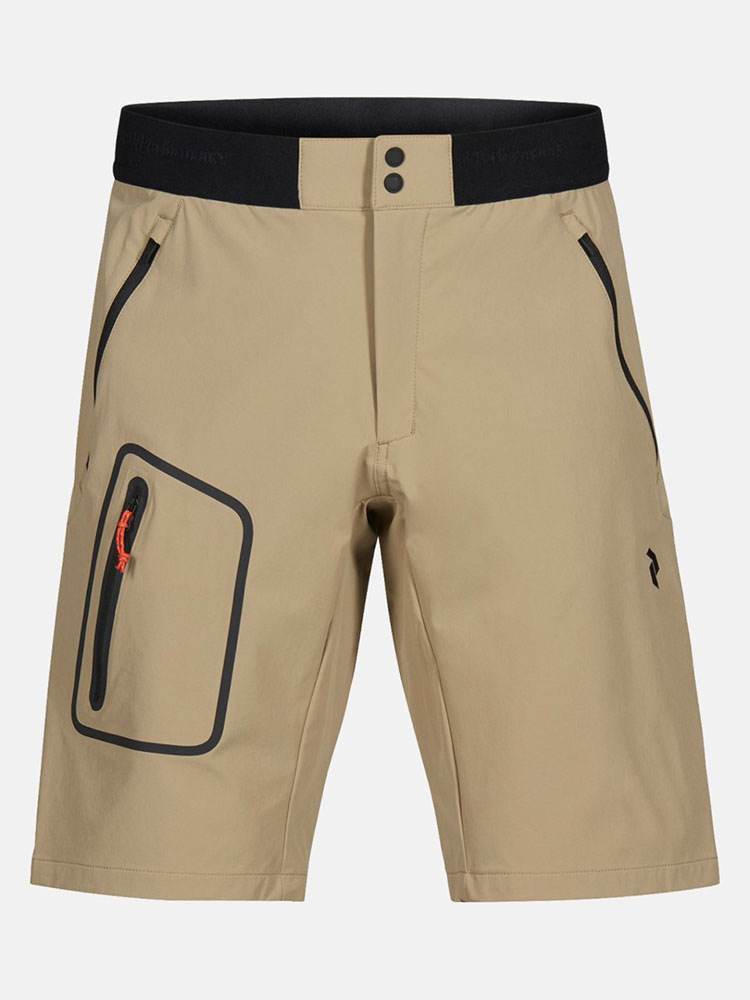 Men's light softshell shorts at Peak Performance in Whistler.