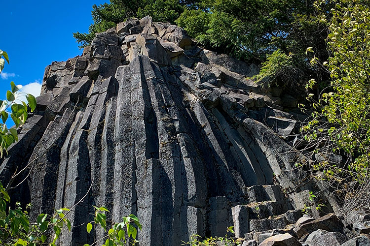 Volcanic basalt columns at Sugarcube Hill in Whistler