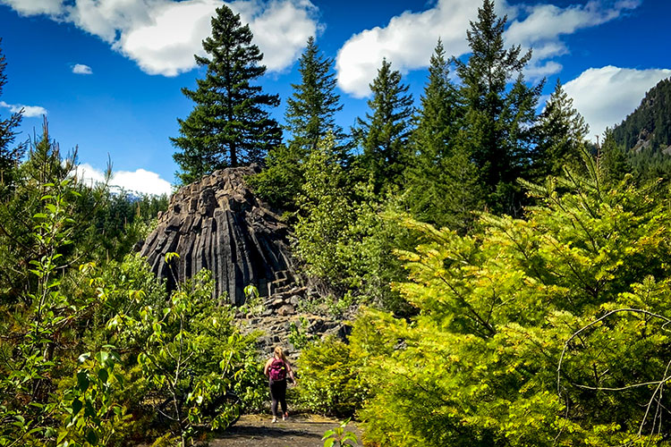 Volcanic basalt columns at Sugarcube Hill in Whistler.