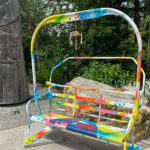 An old Catskinner chair lift from Whistler Blackcomb given a revamp by a local artist.
