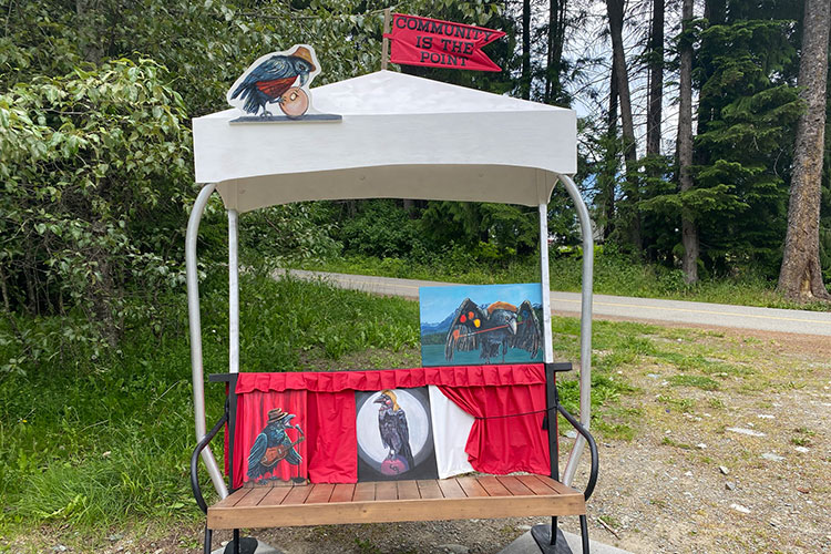 An old Catskinner chair lift from Whistler Blackcomb given a revamp by a local artist.