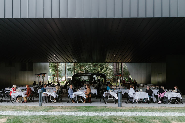 Art lovers dine underneath the Audain Art Museum in Whistler.