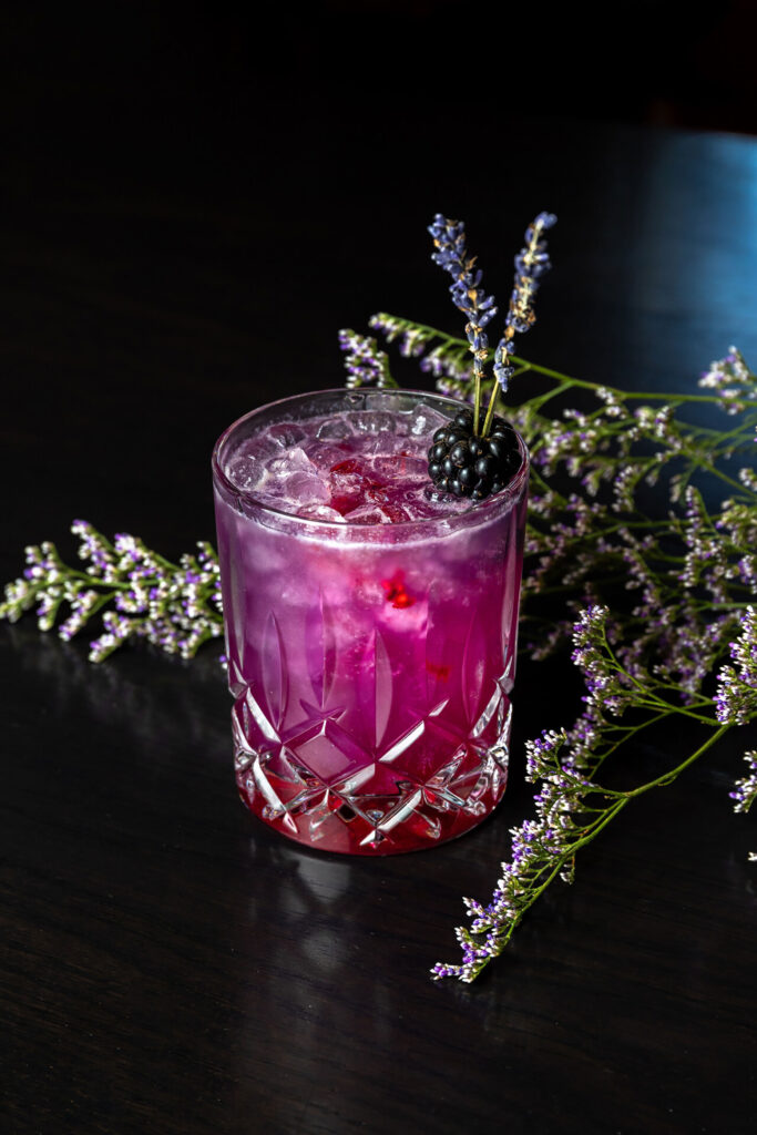 The vibrant Purple Jam cocktail at the Four Seasons. 
