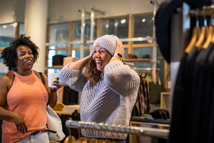 Two women shop in Whistler.