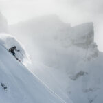 A skier tackles steep, powdery terrain on Whistler Blackcomb.