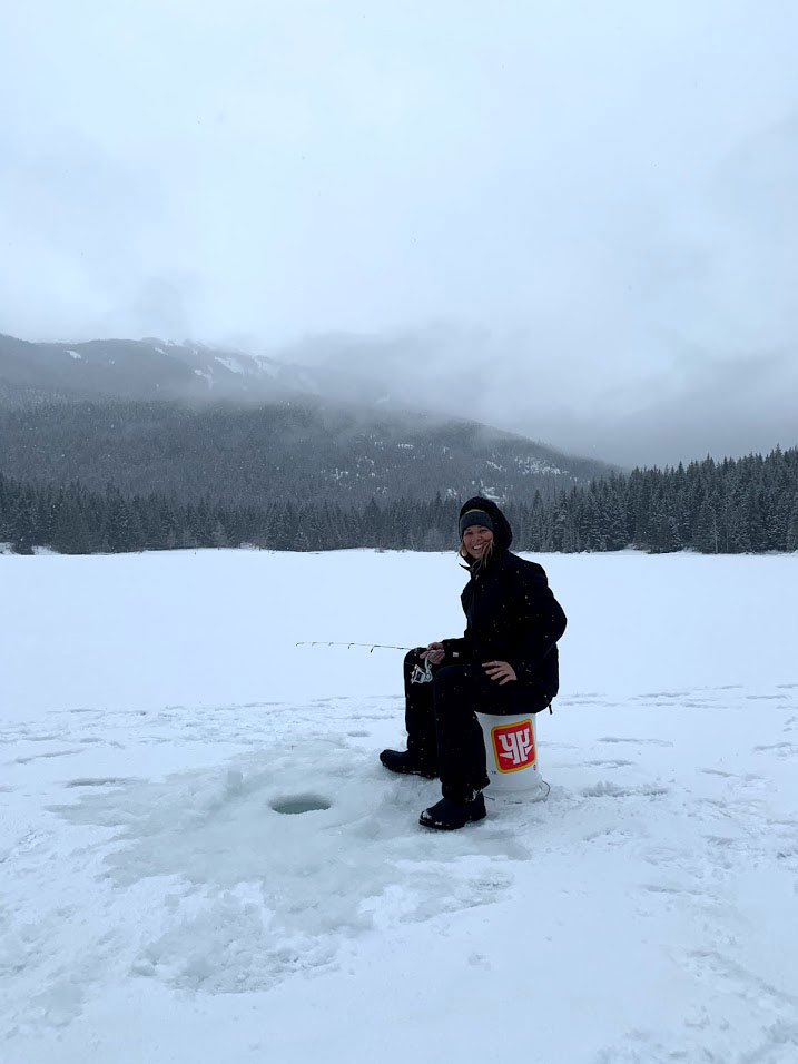 Winter Ice fishing in Whistler BC Canada