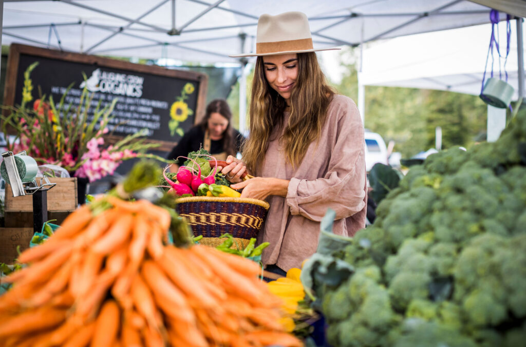A woman shops at the Whistler Farmers' Market.