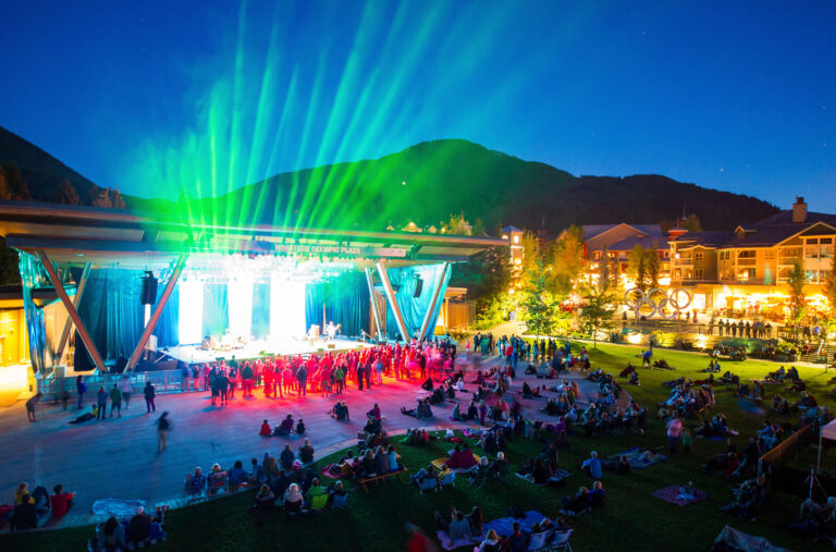The stage is bathed in light at the Whistler Summer Concert Series.