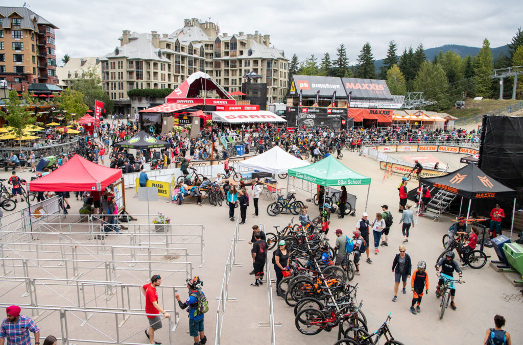 Whistler Village is a buzz with bikers during Crankworx Whistler.