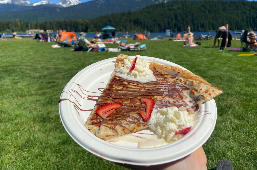 One of the delicious crepes available from the food trucks which are part of the Park Eats program in Whistler.