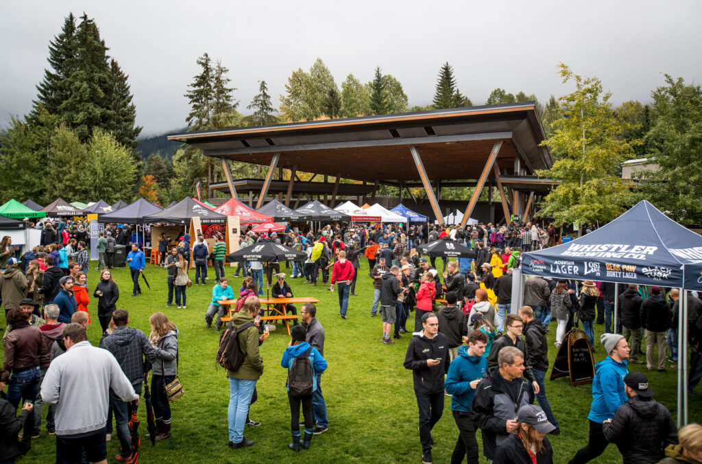 Whistler Olympic Plaza is full of beer tents with 120+ samples to try at the Whistler Village Beer Festival.