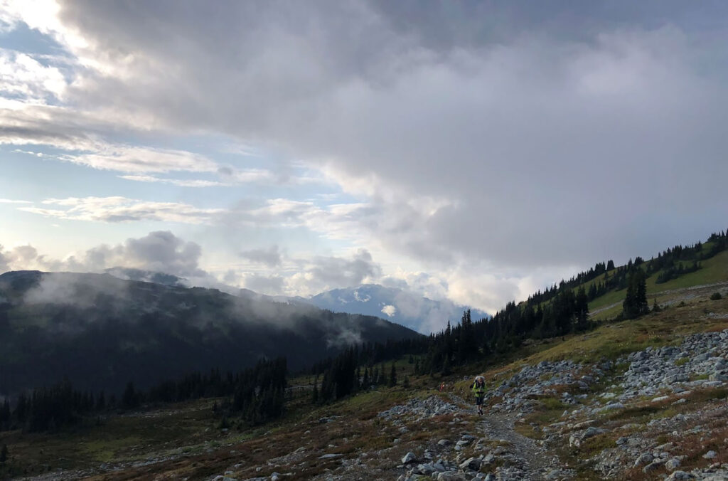 Moody skies as Alexander and his family hike the High Note Trail.