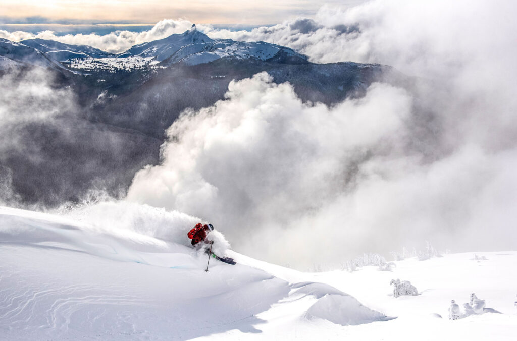 A skier makes their way through the powder on Whistler Blackcomb.