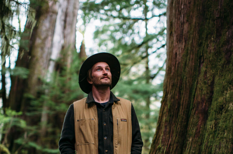 Ross Reid explores a forest in Whistler.