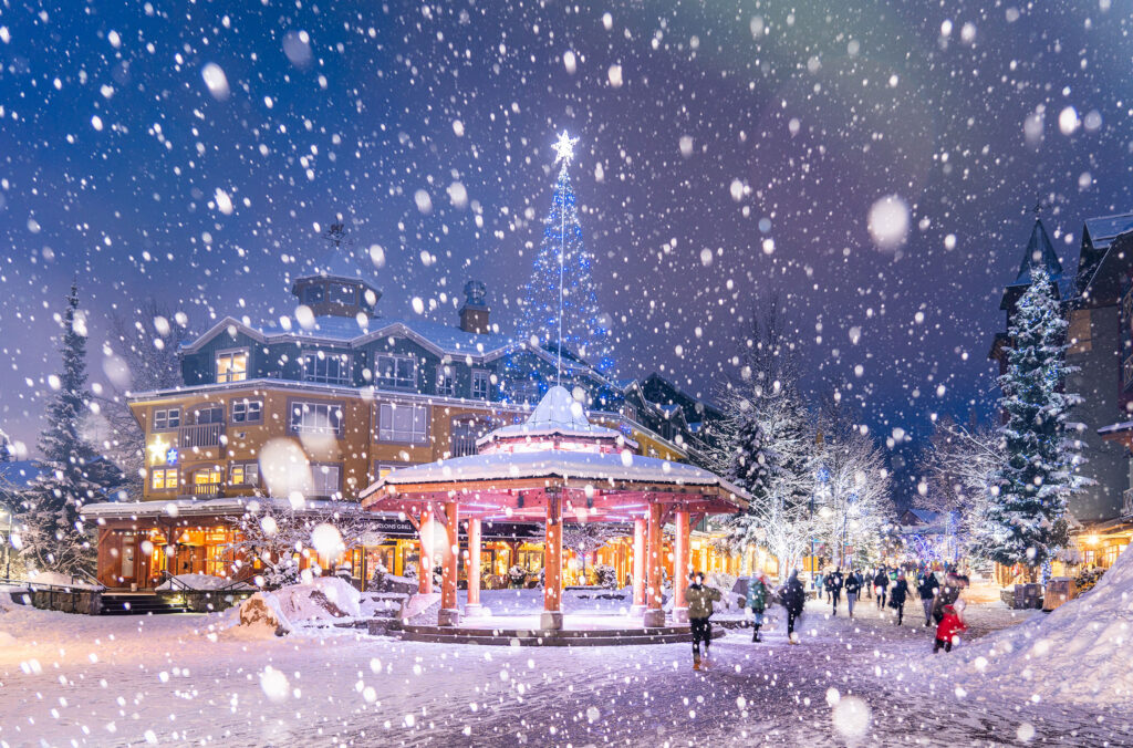 Whistler's sparkling, festive lights along the Village Stroll.