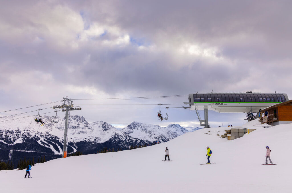 The top of Emerald Chair on Whistler Mountain on opening day.