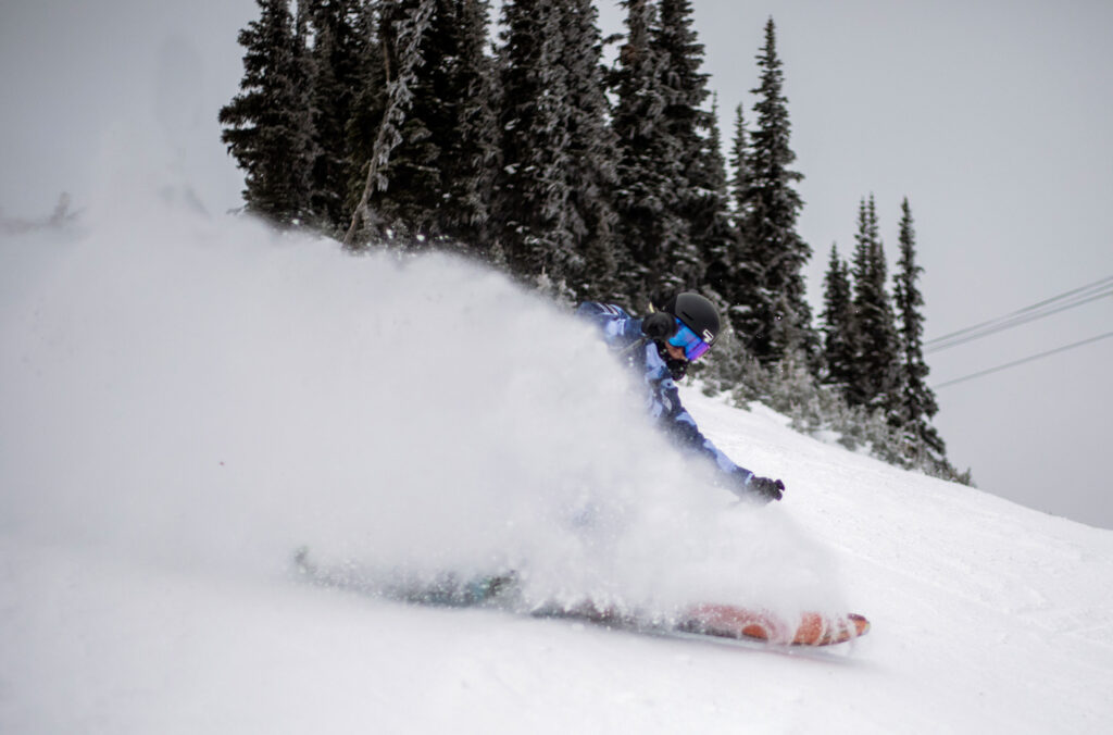 Ski athlete, Tonje Kvivik finds some fresh powder on Whistler Blackcomb.