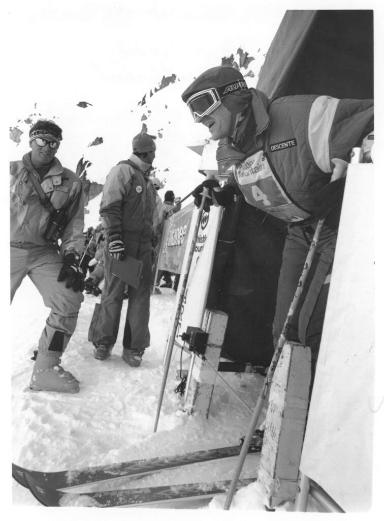 A Peak to Valley racer raring to go at the start gates in 1994.