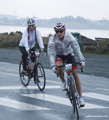 Brenda Baker competing on her road bike.