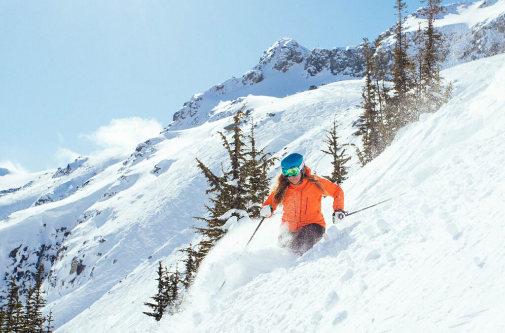 Jill Dunnigan skiing in Whistler's backcountry.