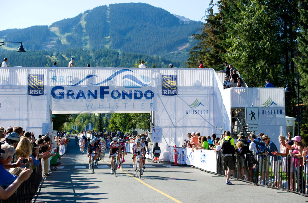The finish line of the GranFondo in Whistler.