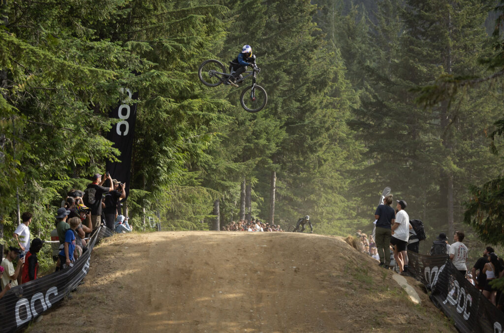 A rider gets some serious air during the Whip Off competition at Crankworx Whistler.