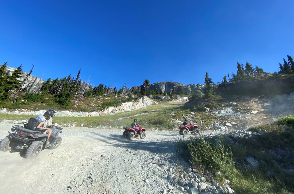ATVs wind up the trails on Blackcomb Mountain in the summer.