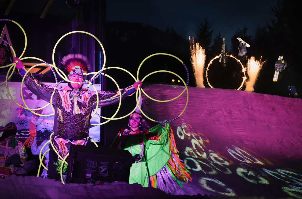 An Indigenous dancer performs at the Fire and Ice show in Whistler.