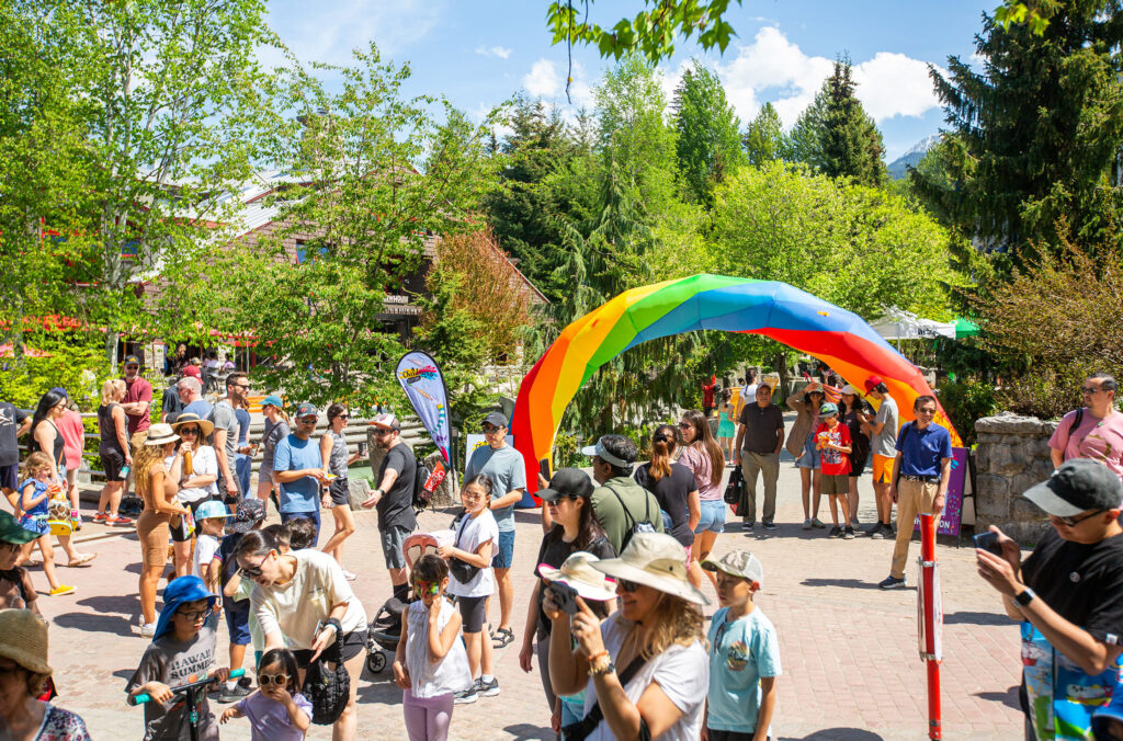 The rainbow arch signals the way to the Maury Young Arts Centre during the Whistler Children's Festival.