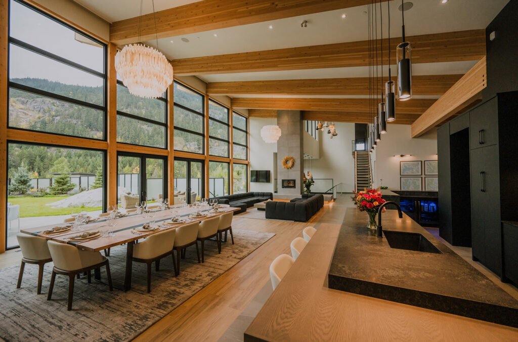 The stunning interior of the Wedge Lodge & Spa in Whistler.