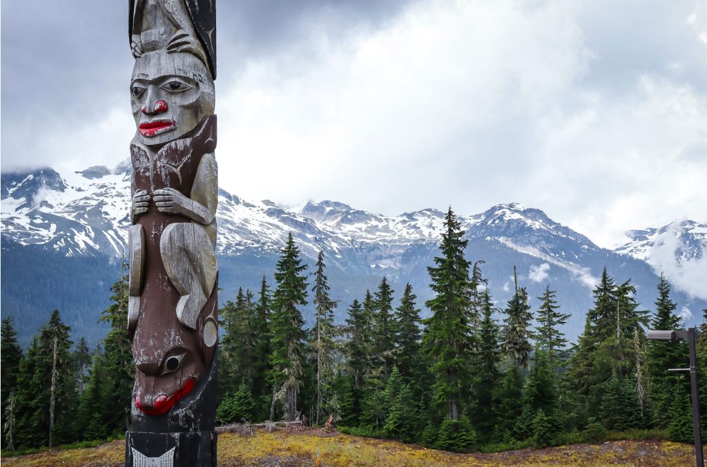One of the Indigenous art pieces at Whistler Olympic Park.