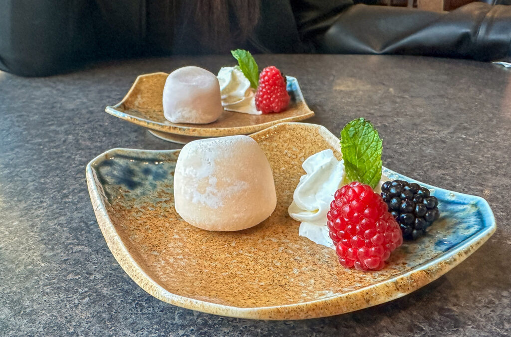 Strawberry and Mango Mochi Balls served at Nagomi Sushi in Whistler.