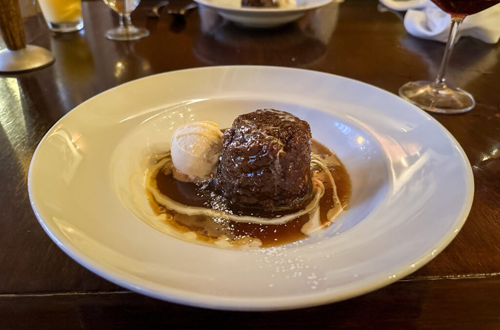 A shot of Rimrock's sticky toffee dessert.