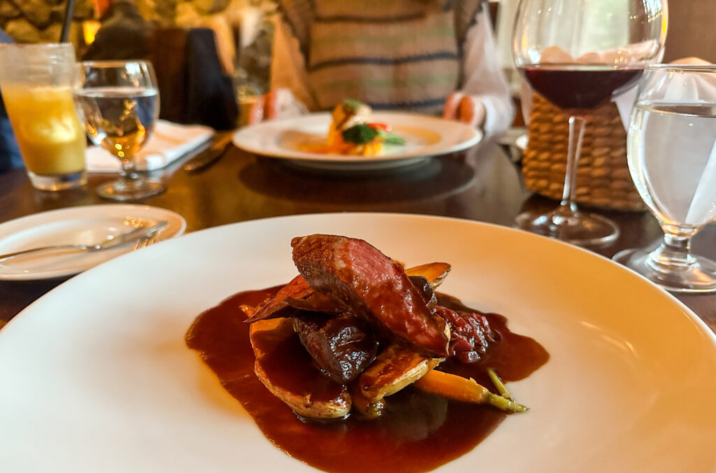 A shot of the duck dish on the menu at Rimrock.