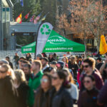 A photo of the AWARE Waste Hero recycling tent at the Whistler Ski and Snowboard Festival.