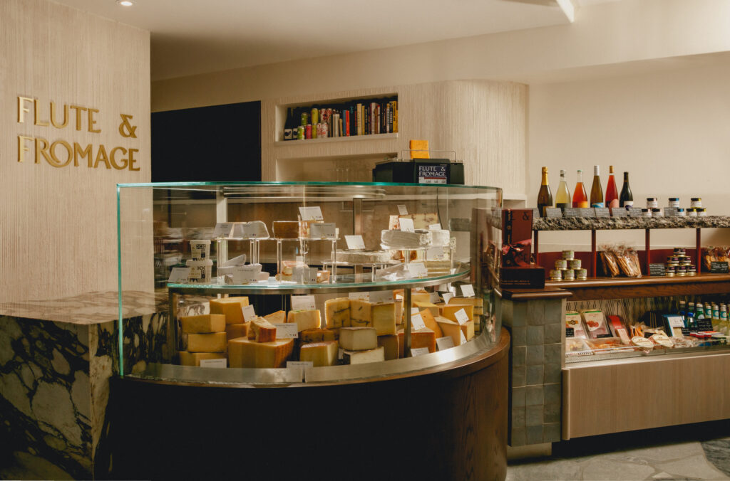 The interior of Flute & Fromage in Whistler.